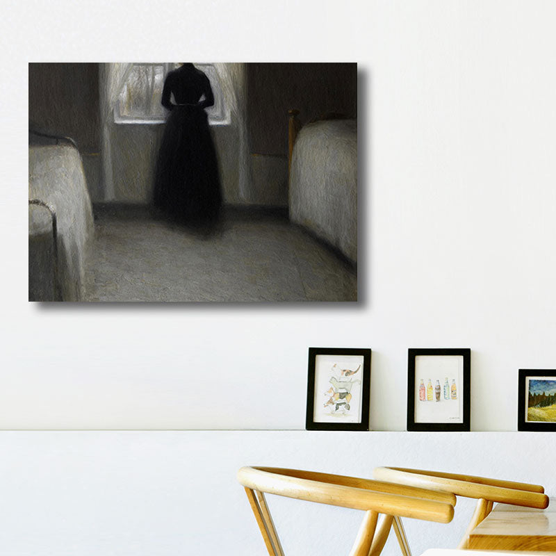 Brehn | Jungen Mädchen Rückendruck Retro Stil Leinwand Wandkunst Druck, mehrere Größenoptionen