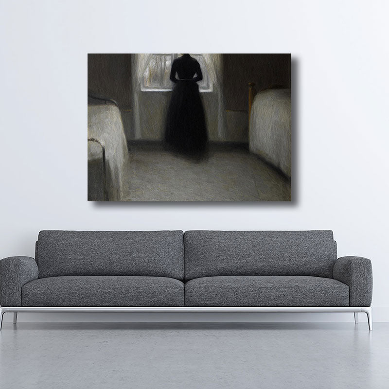 Brehn | Jungen Mädchen Rückendruck Retro Stil Leinwand Wandkunst Druck, mehrere Größenoptionen
