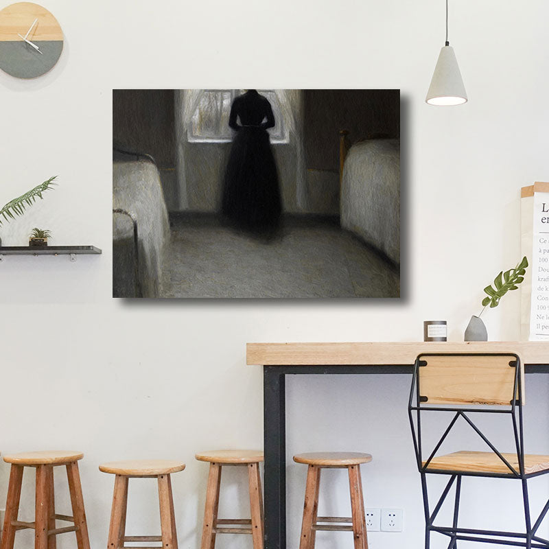 Brehn | Jungen Mädchen Rückendruck Retro Stil Leinwand Wandkunst Druck, mehrere Größenoptionen