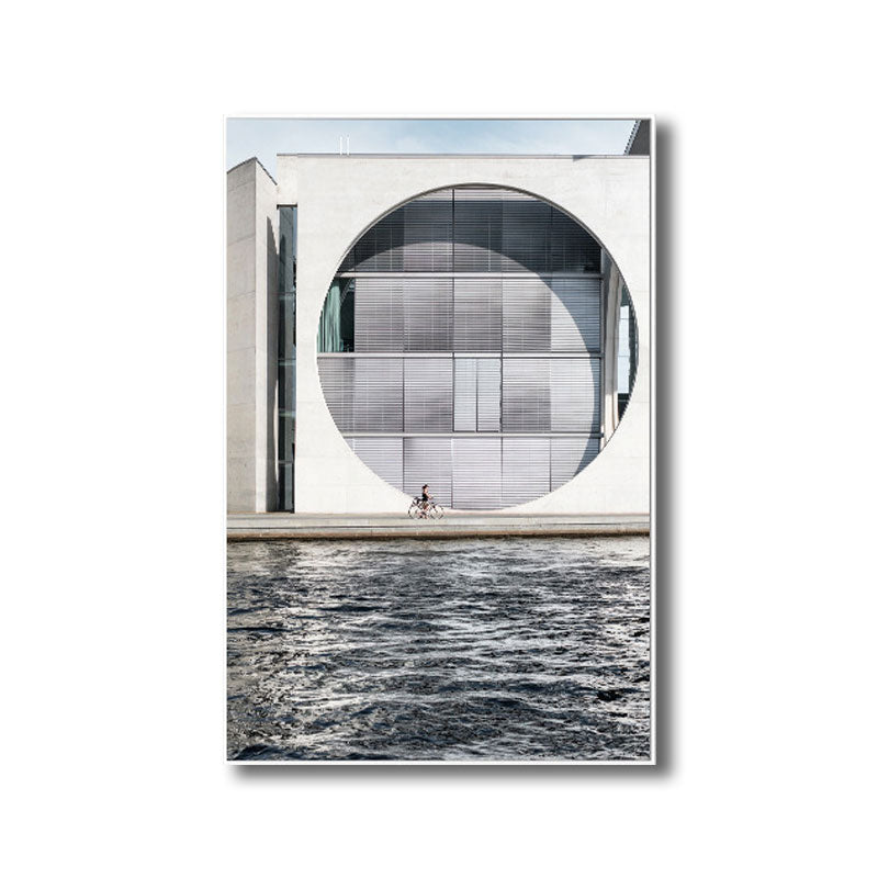 Brehn | Minimalismus Gebäude durch Riverschilderij Leinwand Dekorative Graue Wanddekoration Druck für Salon