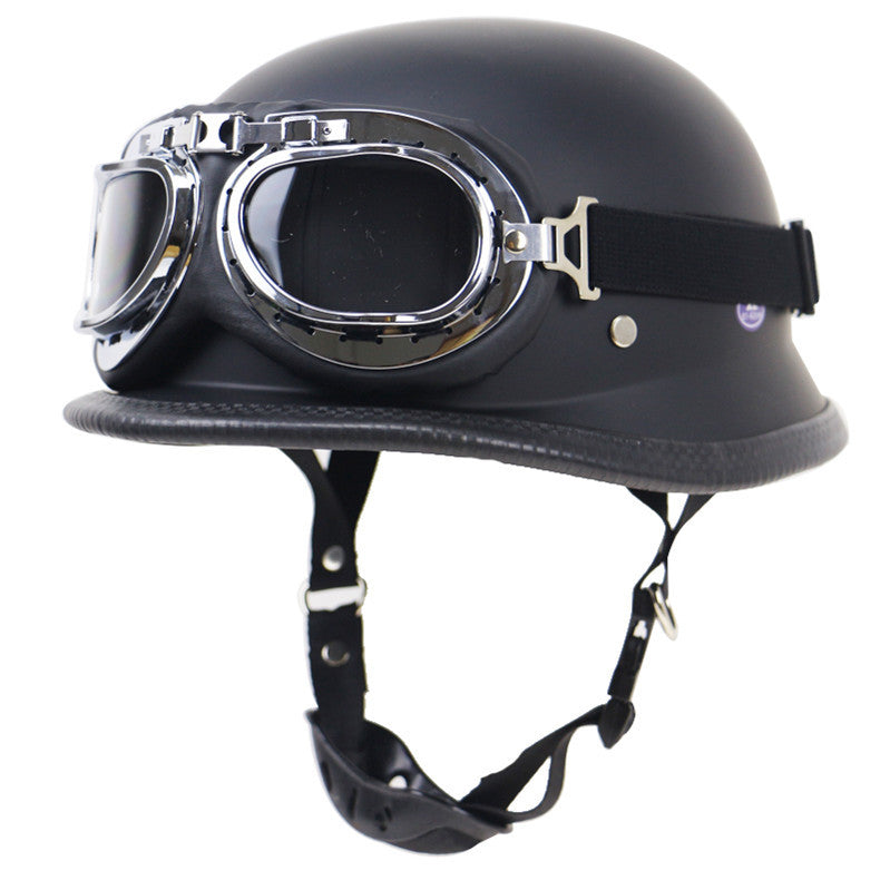 Vintage-Motorradhelm mit schützenden Goggles Brehn