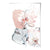Abstraktes Blumenmuster in Rosa und Grau mit Rosen und geometrischen Formen Nr. 3