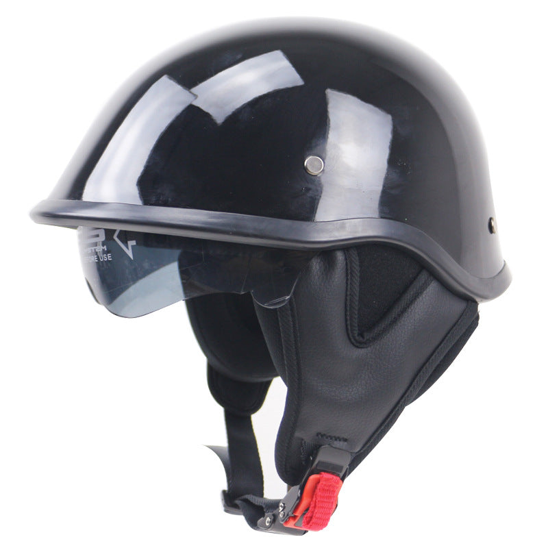 Klassischer Halbschalen-Motorradhelm mit Visier Brehn