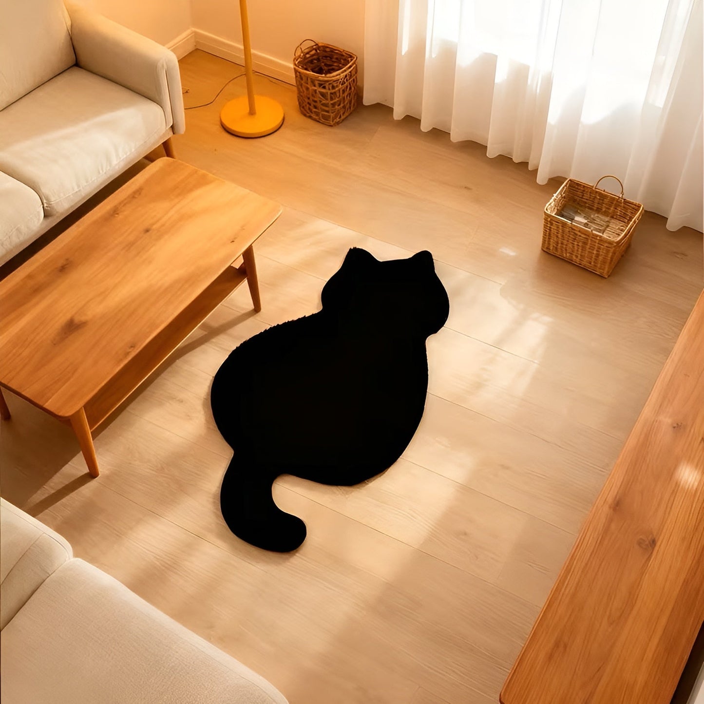 Kleiner Teppich in Katzenform – Weich und kuschelig | Perfekt für Sofa, Regal oder Kommode