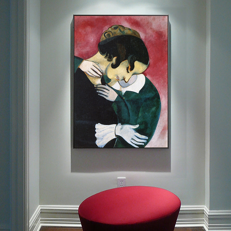 Brehn | Vintage Liebhaber in Pink Malerei Schwarz Marc Chagall Wandkunst Dekor für Wohnzimmer
