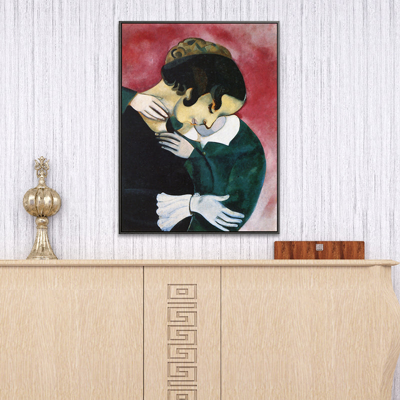 Brehn | Vintage Liebhaber in Pink Malerei Schwarz Marc Chagall Wandkunst Dekor für Wohnzimmer
