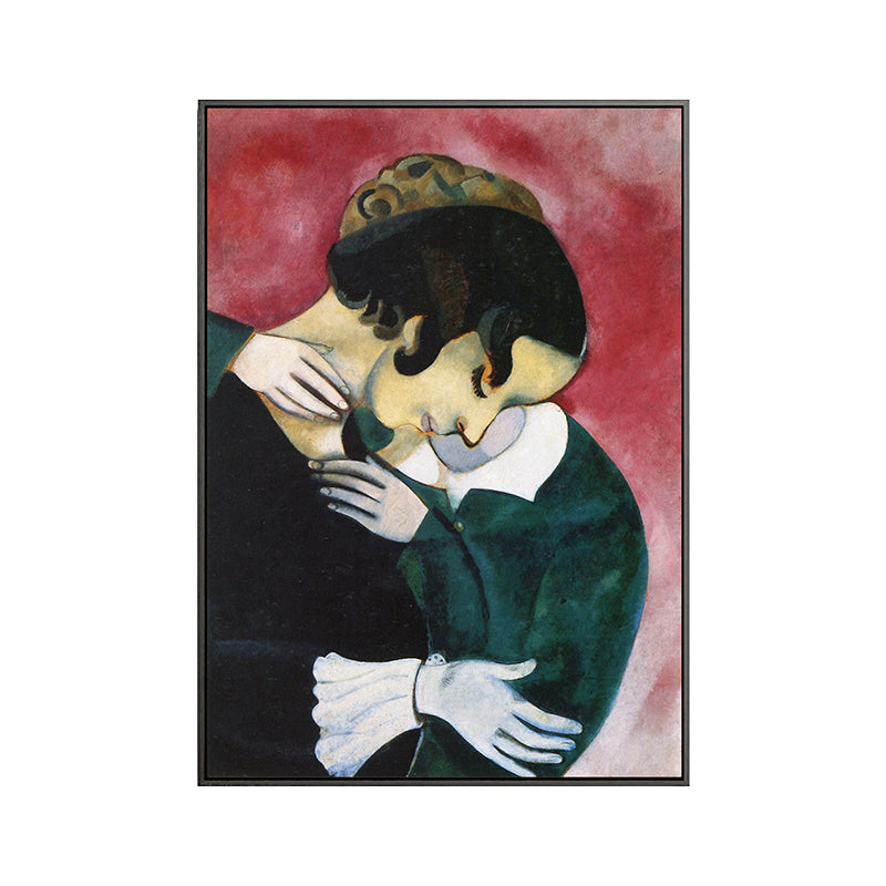 Brehn | Vintage Liebhaber in Pink Malerei Schwarz Marc Chagall Wandkunst Dekor für Wohnzimmer