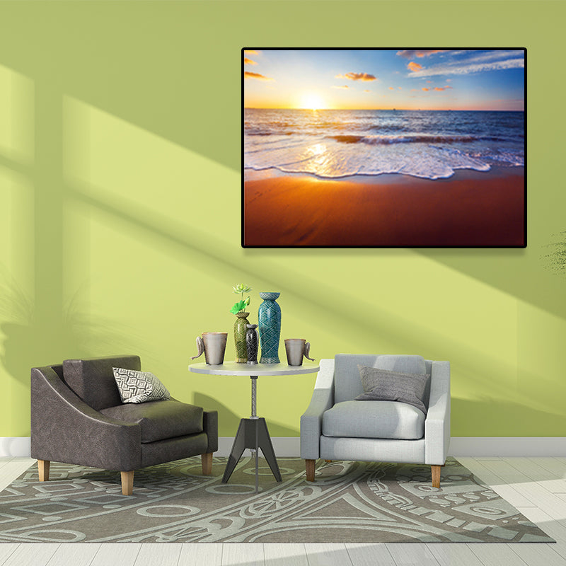 Brehn | Fotografie Küstenleinwand Wandkunst Strandlandschaft in hellen Farben für das Wohnzimmer