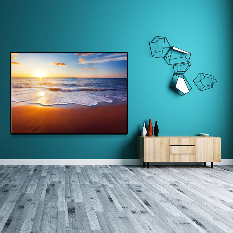 Brehn | Fotografie Küstenleinwand Wandkunst Strandlandschaft in hellen Farben für das Wohnzimmer