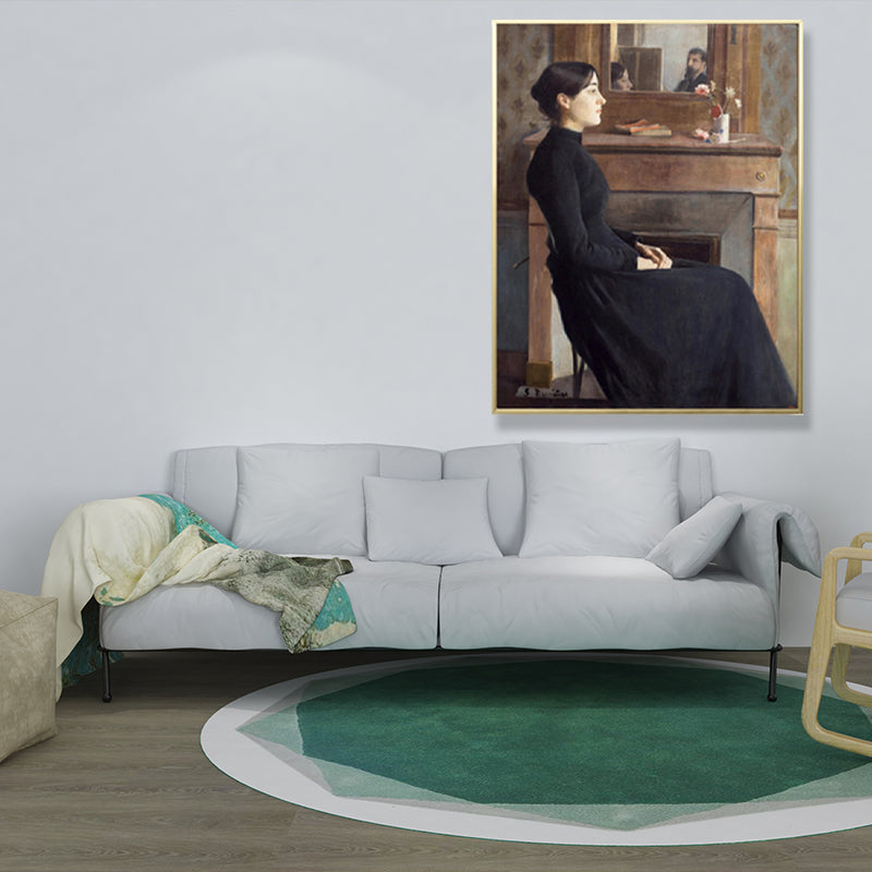 Brehn | Traditioneller Stil Leinwand Pastellfarbe Mädchen und Kamin Malerei, Mehrere Größen