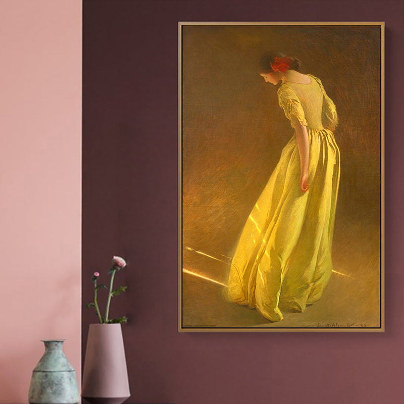 Brehn | Mädchen im Gelben Kleid Kunstdruck Texturierte Oberfläche Vintage Stil Wohnzimmer Wanddekoration