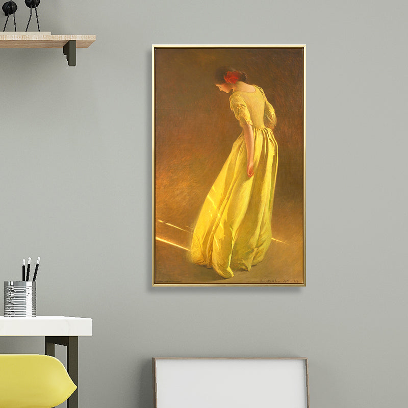 Brehn | Mädchen im Gelben Kleid Kunstdruck Texturierte Oberfläche Vintage Stil Wohnzimmer Wanddekoration