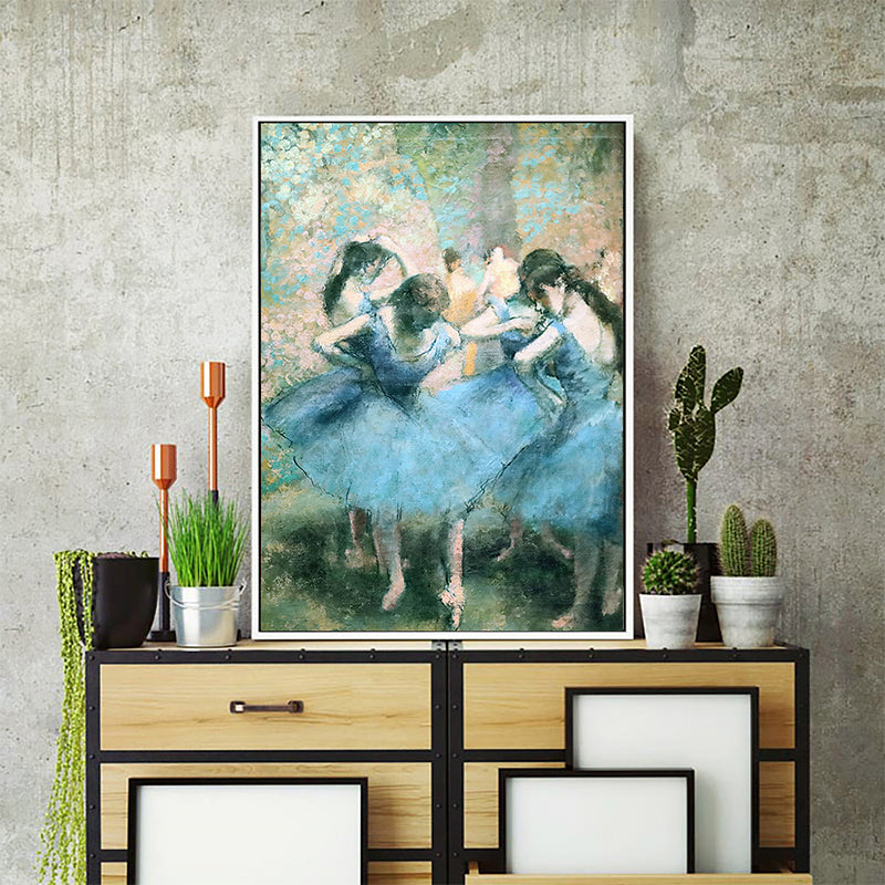 Brehn | Blaues Degas Balletttänzer Gemälde Texturiert Vintage Wohnzimmer Leinwand Wandkunst