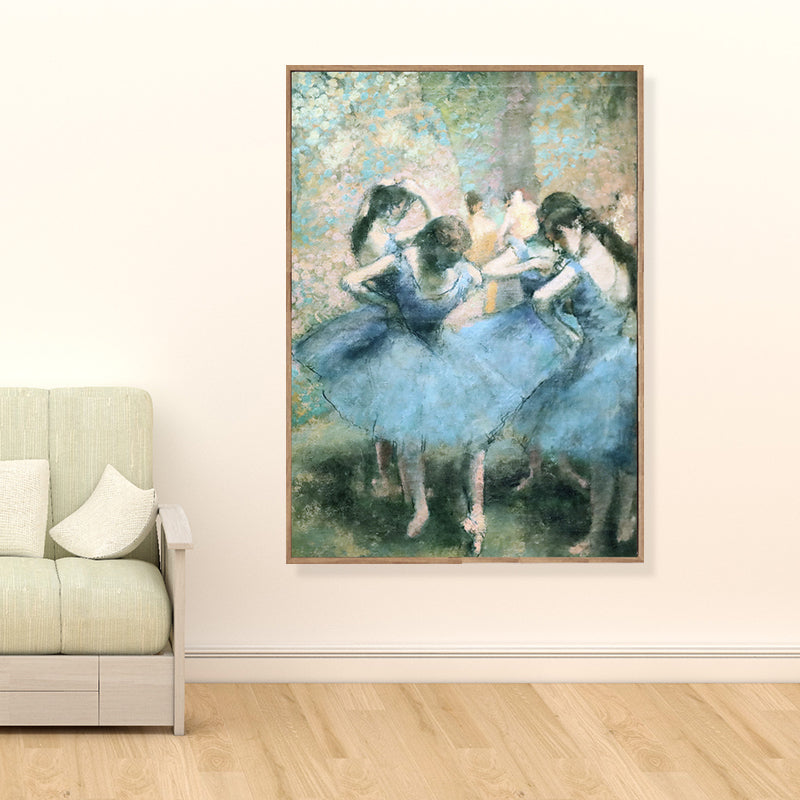 Brehn | Blaues Degas Balletttänzer Gemälde Texturiert Vintage Wohnzimmer Leinwand Wandkunst