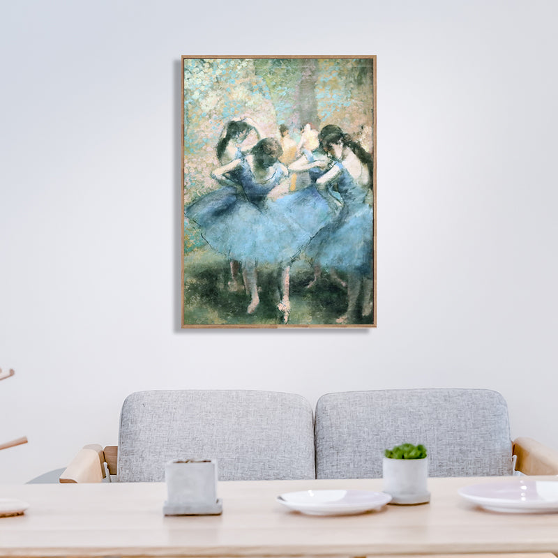 Brehn | Blaues Degas Balletttänzer Gemälde Texturiert Vintage Wohnzimmer Leinwand Wandkunst