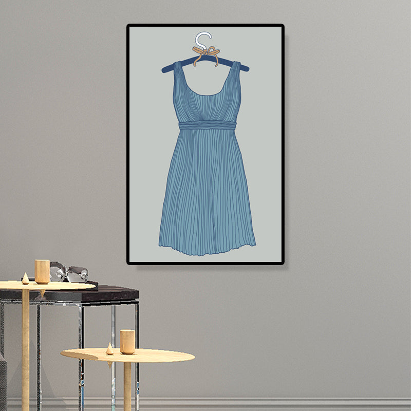 Brehn | Mode Kleid Kunstdruck viktorianische Leinwand Wanddekoration in Blau für das Schlafzimmer, mehrere Größen