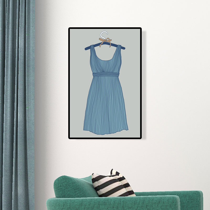 Brehn | Mode Kleid Kunstdruck viktorianische Leinwand Wanddekoration in Blau für das Schlafzimmer, mehrere Größen