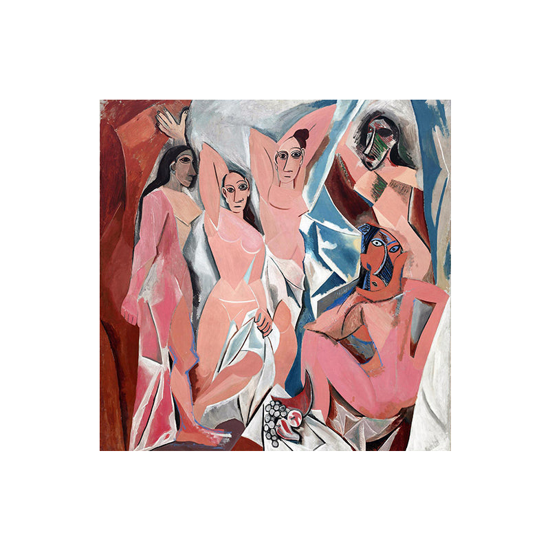 Brehn | Picasso Avignon Mädchen Wandkunst in Pink Kubismus Leinwanddruck für Wohnzimmer