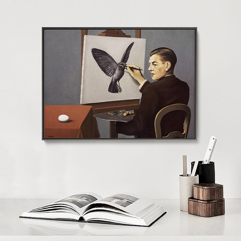 Brehn | Surrealistische Leinwandkunst Braun Rene Magritte Hellsehen Gemälde Wanddekoration für Zuhause