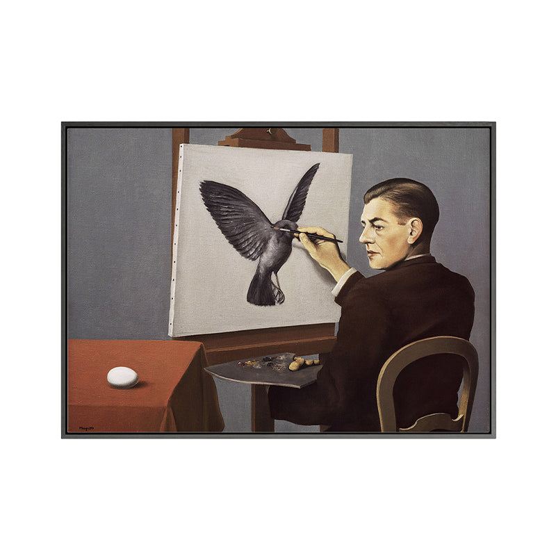 Brehn | Surrealistische Leinwandkunst Braun Rene Magritte Hellsehen Gemälde Wanddekoration für Zuhause