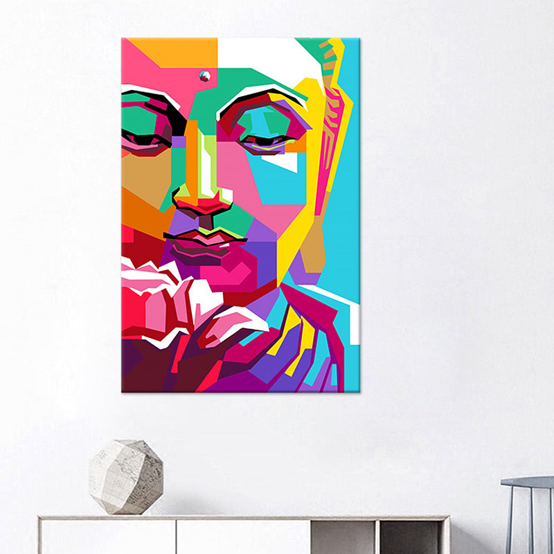 Brehn | Buddha Wandkunst Dekor Mid-Century Dekorativ für Wohnzimmer Eingewickelte Leinwand in Mehrfarben