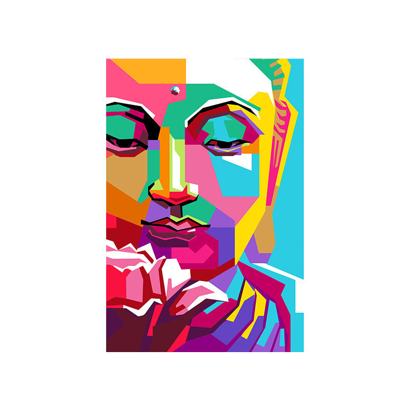 Brehn | Buddha Wandkunst Dekor Mid-Century Dekorativ für Wohnzimmer Eingewickelte Leinwand in Mehrfarben