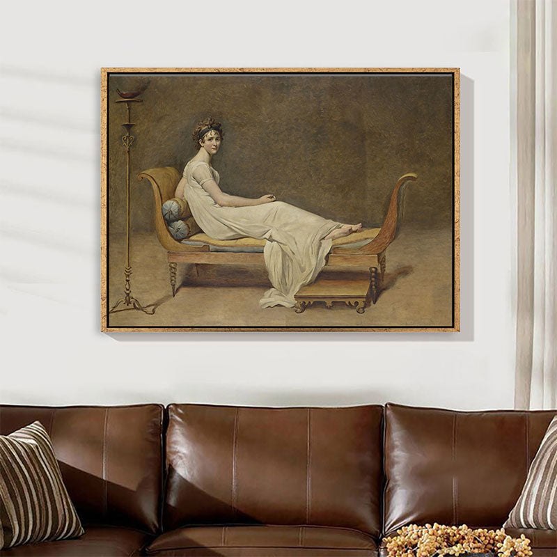 Brehn | Gemälde von Madame Recamier Leinwand Wandkunst für das Wohnzimmer, Gelb und Weiß, Textur