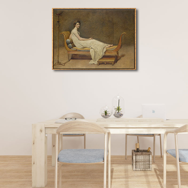 Brehn | Gemälde von Madame Recamier Leinwand Wandkunst für das Wohnzimmer, Gelb und Weiß, Textur