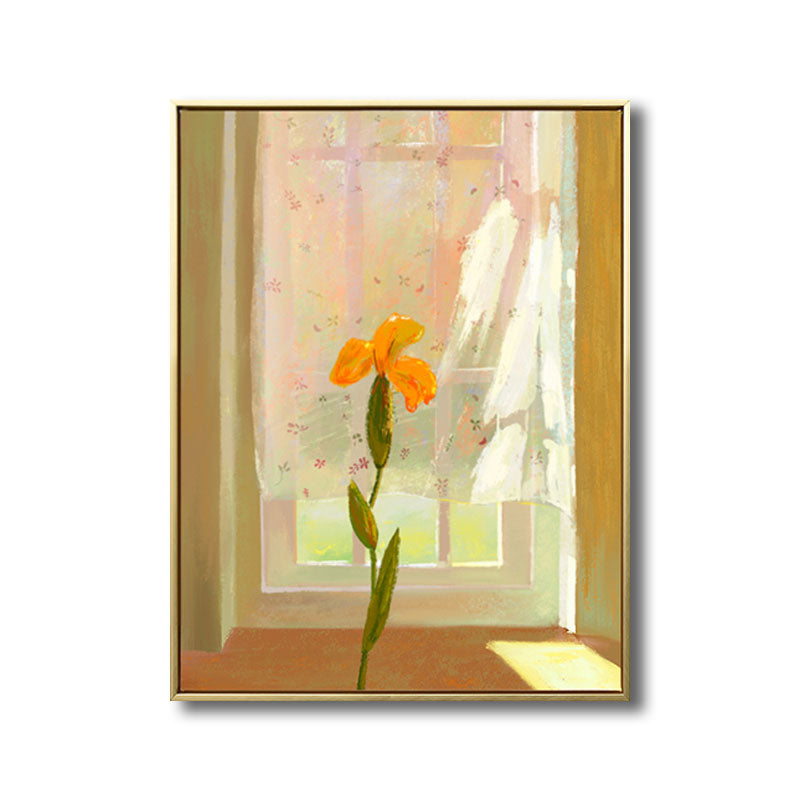 Brehn | Blumen- und Fenster-Wanddekoration in Pastellfarbe Nordic Style Leinwand für das Wohnzimmer