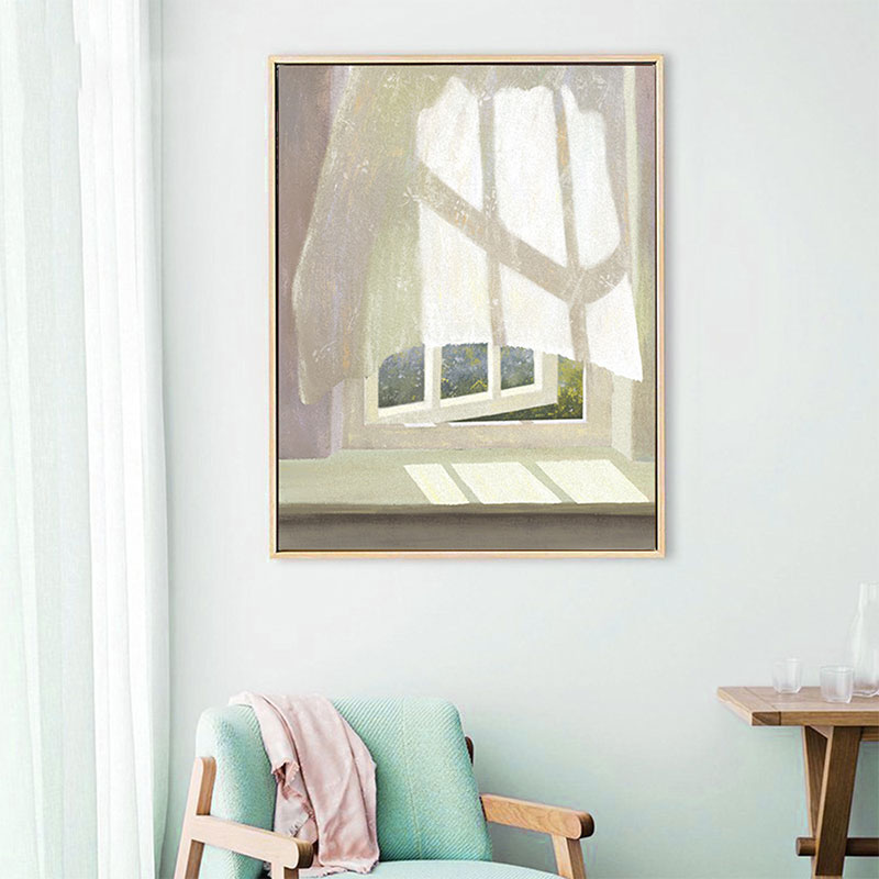 Brehn | Blumen- und Fenster-Wanddekoration in Pastellfarbe Nordic Style Leinwand für das Wohnzimmer