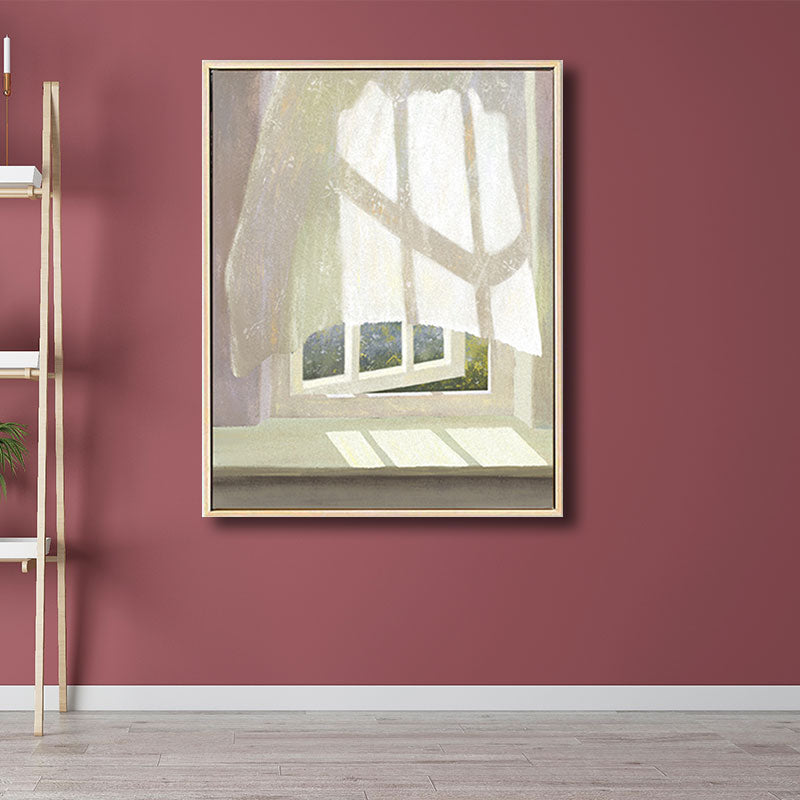 Brehn | Blumen- und Fenster-Wanddekoration in Pastellfarbe Nordic Style Leinwand für das Wohnzimmer