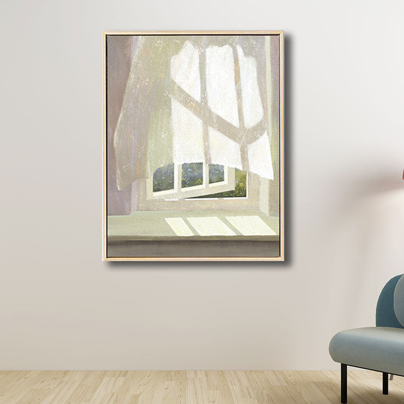 Brehn | Blumen- und Fenster-Wanddekoration in Pastellfarbe Nordic Style Leinwand für das Wohnzimmer