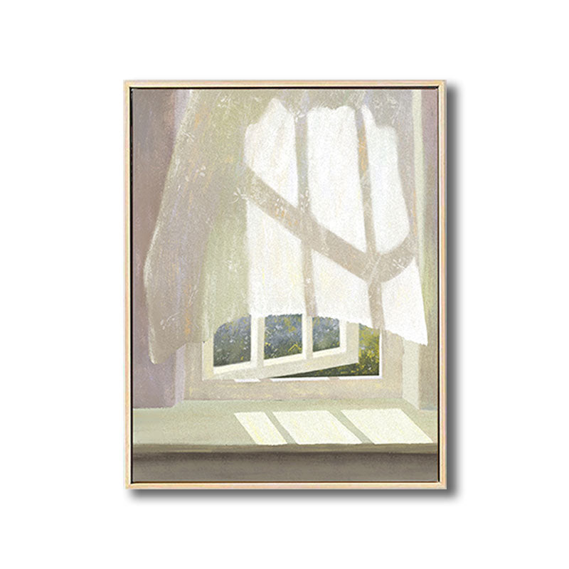 Brehn | Blumen- und Fenster-Wanddekoration in Pastellfarbe Nordic Style Leinwand für das Wohnzimmer