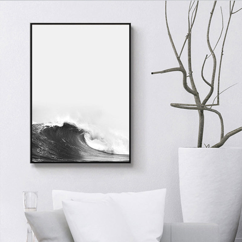 Brehn | Modernist Leinwanddruck Graue See Welle Wandkunst Dekor für Gästezimmer, mehrere Größenoptionen