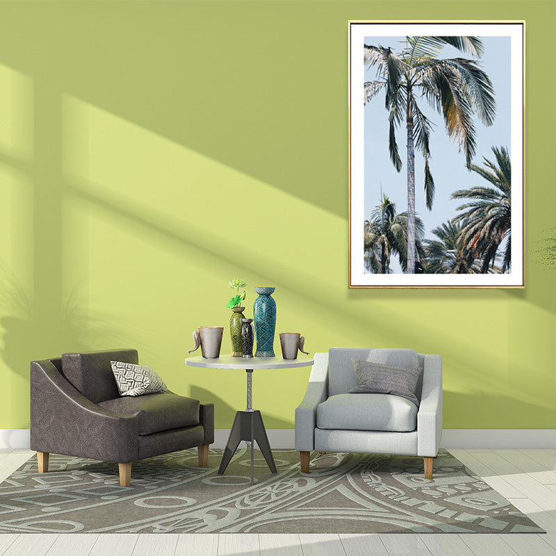 Brehn | Grüne Küstenleinwand Wandkunst Entspannende Palmenbaum Gemälde für das Wohnzimmer, mehrere Größen