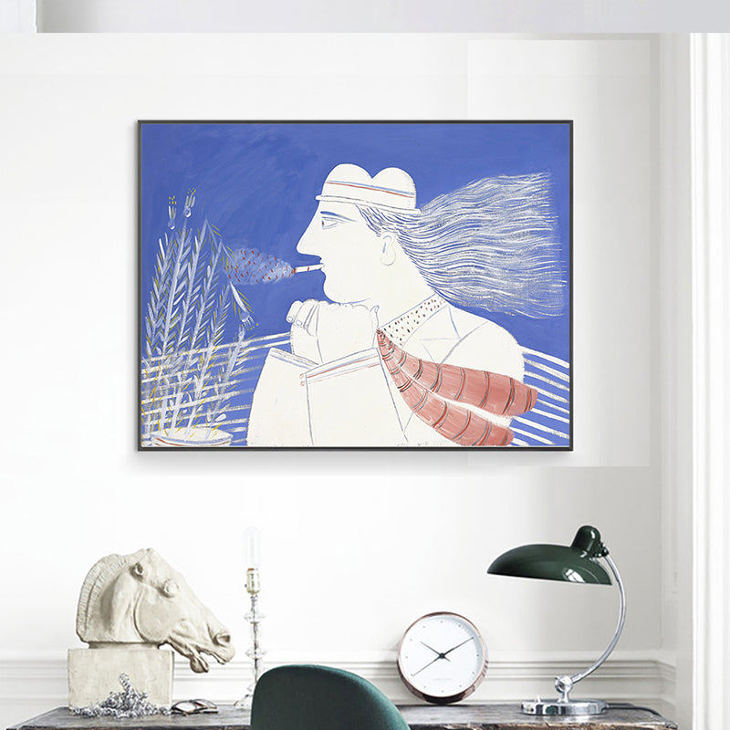 Brehn | Weißer Smoking Figur Wanddekoration Texturiert Skandinavischer Stil Mädchen Schlafzimmer Leinwand