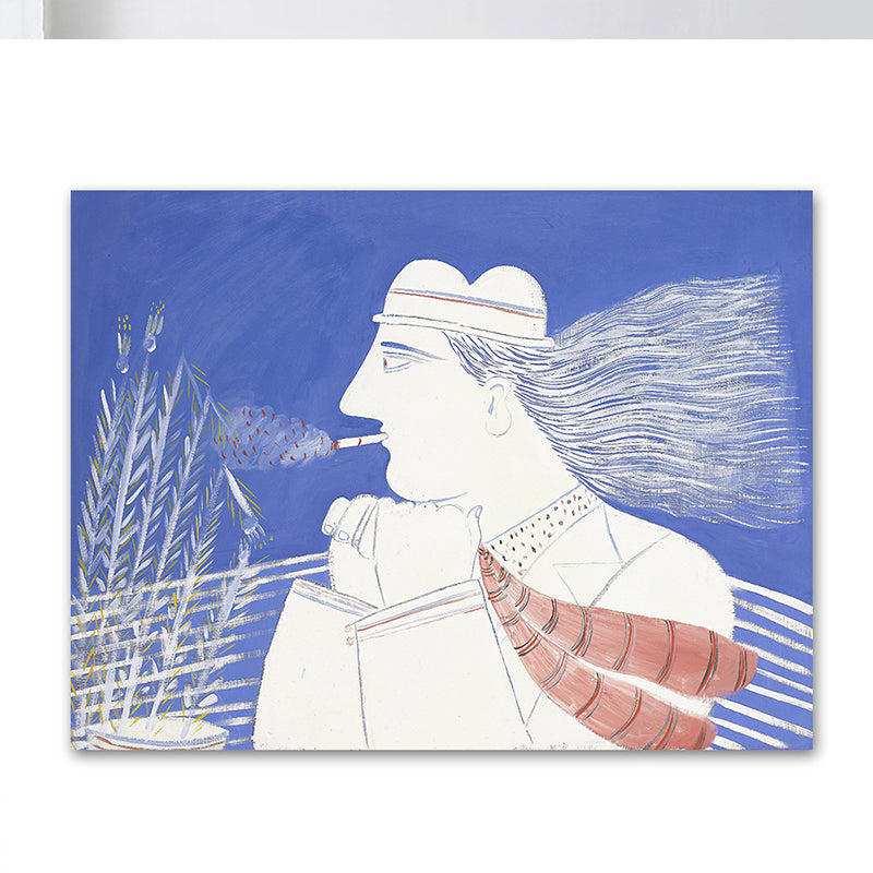Brehn | Weißer Smoking Figur Wanddekoration Texturiert Skandinavischer Stil Mädchen Schlafzimmer Leinwand