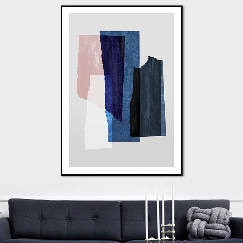 Brehn | Nordic Überlappende Geometrische Malerei Leinwand Texturiert Weiche Wandkunst Dekor für Wohnzimmer