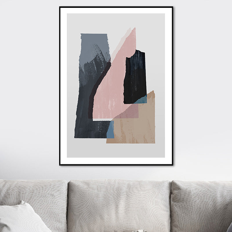 Brehn | Nordic Überlappende Geometrische Malerei Leinwand Texturiert Weiche Wandkunst Dekor für Wohnzimmer