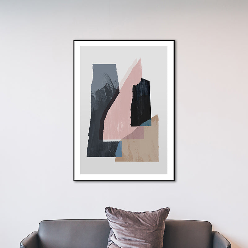 Brehn | Nordic Überlappende Geometrische Malerei Leinwand Texturiert Weiche Wandkunst Dekor für Wohnzimmer