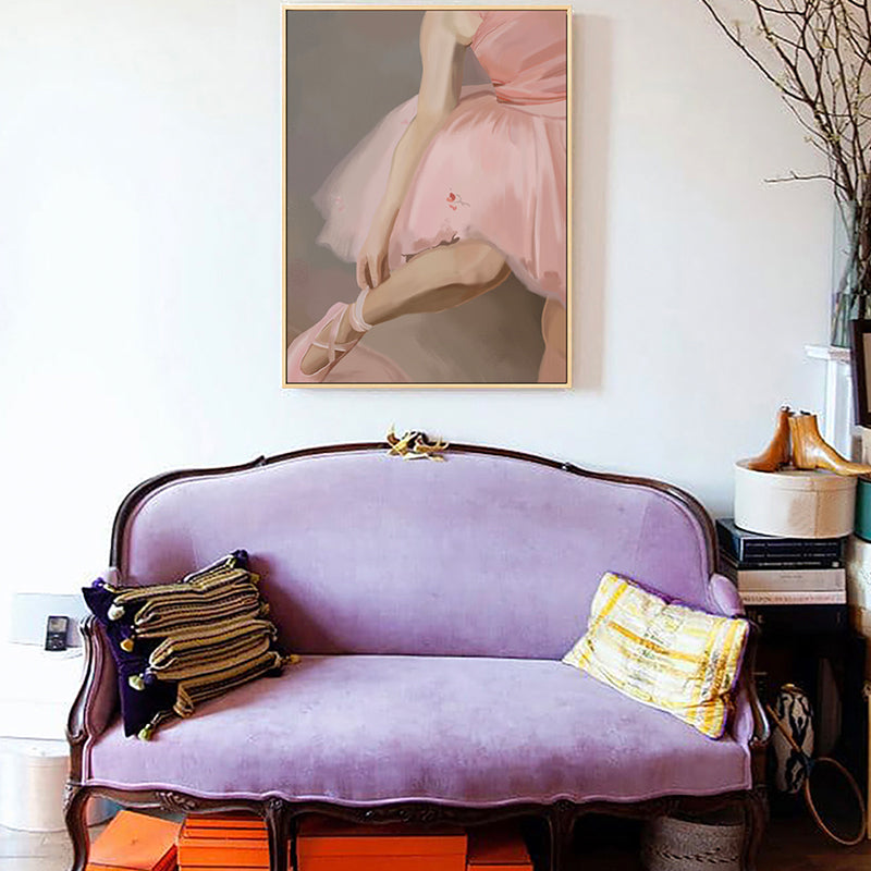 Brehn | Rosa Ballett Wandkunst Tänzer Vintage Texturiertes Leinwanddruck für Mädchen Schlafzimmer