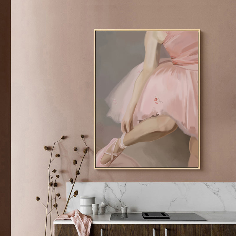 Brehn | Rosa Ballett Wandkunst Tänzer Vintage Texturiertes Leinwanddruck für Mädchen Schlafzimmer