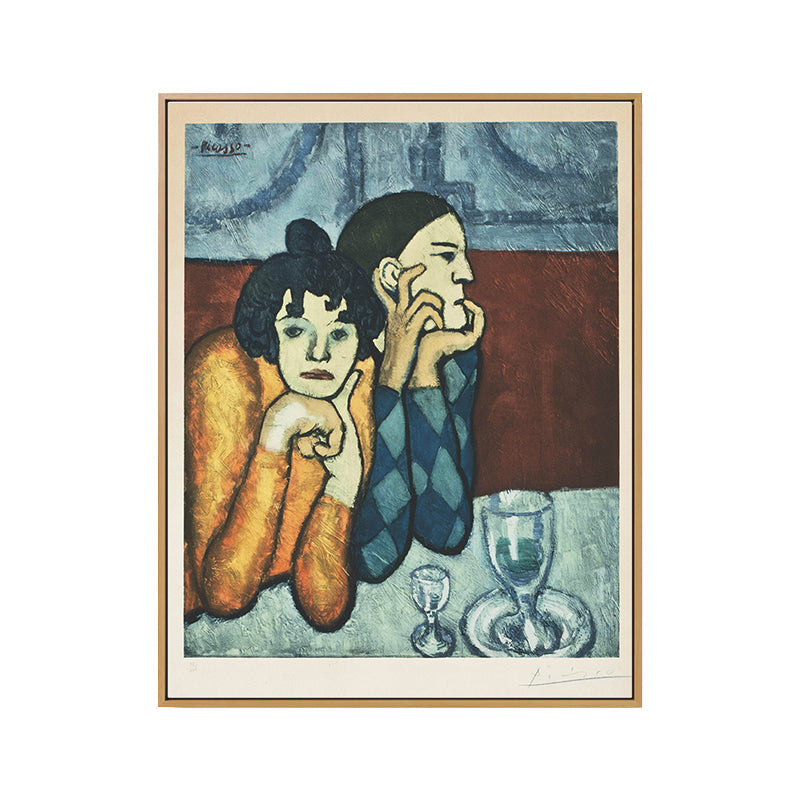 Brehn | Kubismus Pablo Picasso Gemälde Blau-Gelb Harlekin und sein Begleiter Wandkunst