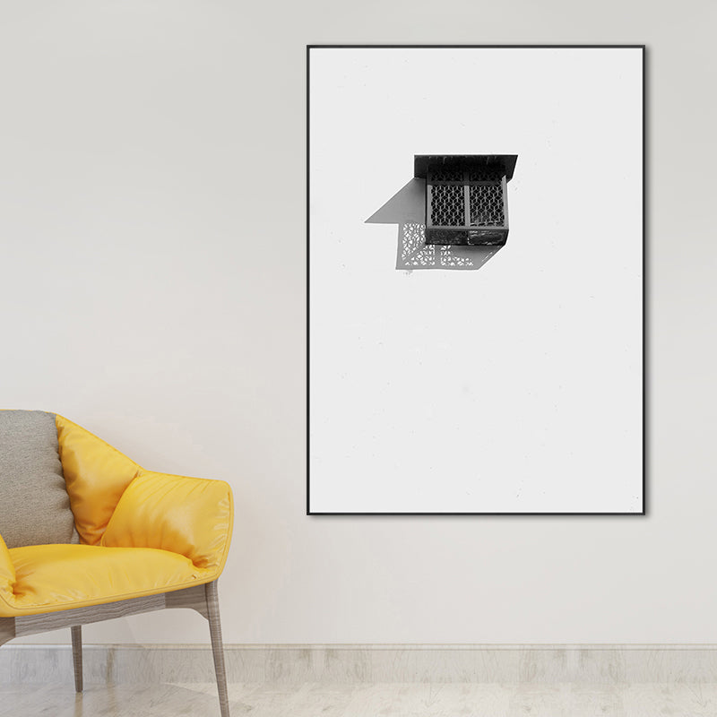 Brehn | Nordic Building Fenster Leinwanddruck Sanfte Farbe Texturiertes Wandkunst für Wohnzimmer