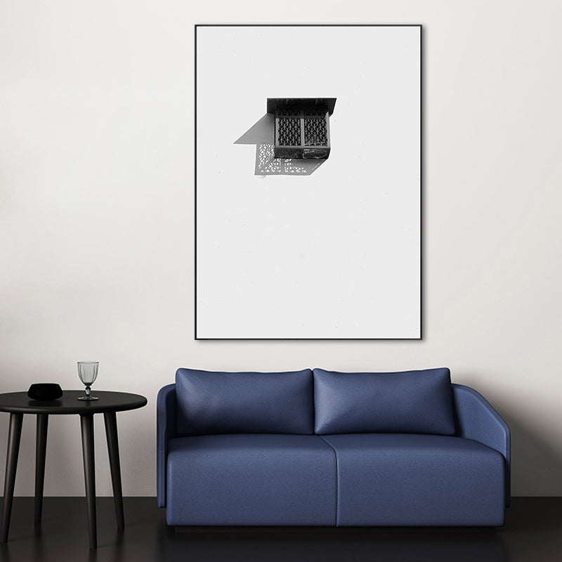 Brehn | Nordic Building Fenster Leinwanddruck Sanfte Farbe Texturiertes Wandkunst für Wohnzimmer