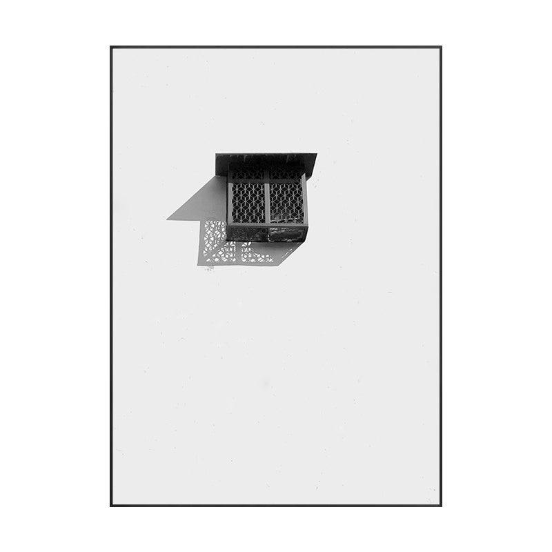 Brehn | Nordic Building Fenster Leinwanddruck Sanfte Farbe Texturiertes Wandkunst für Wohnzimmer