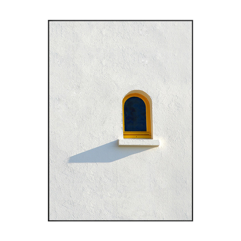 Brehn | Nordic Building Fenster Leinwanddruck Sanfte Farbe Texturiertes Wandkunst für Wohnzimmer