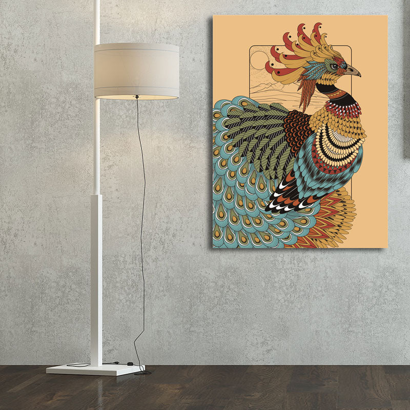 Brehn | Eulen Wandkunst Druck Bohemian Schöner Pfau Leinwand in Braun, Mehrere Größenoptionen