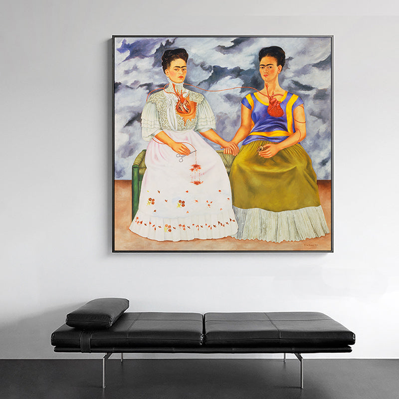 Brehn | Texturierte Zwei Frida Malerei Leinwanddruck Surrealismus Stil Wandkunst für das Wohnzimmer
