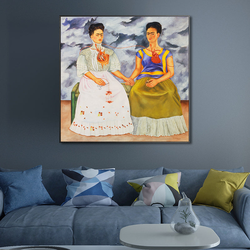 Brehn | Texturierte Zwei Frida Malerei Leinwanddruck Surrealismus Stil Wandkunst für das Wohnzimmer